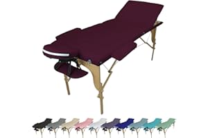 Vivezen - Table de Massage Pliante 3 Zones en Bois avec Panneau Reiki + Accessoires et Housse de Transport - Plusieurs Coloris