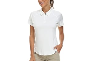 Soneven Polo Donna Manica Corta Eleganti Camicetta Scozzese Cerniera 1/4 Traspirante Ad Asciugatura Rapida per Golf Tennis Tempo Libero