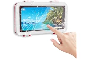 Mantesibo Handyhalter für Dusche Bad Badezimmer Küche Wandmontage Handyhalterung wasserdichte Anti Nebel High Fidelity Filterloch Berührbar 360°drehbar Telefonhülle Weiß