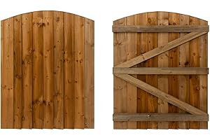 ARBOR GARDEN SOLUTIONS Featheredge Arch top, Wooden Garden and Side Gates (v3)(H-900, W-1000, Brown Finish)