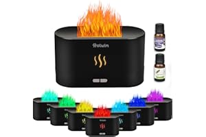 ‎HOLWIM Holwim Aroma Diffuser, 7-Farben-Licht Flammen Duftöl Ätherische Öle Diffuser, 180ml Luftbefeuchter Humidifier Wasserlose Abschaltautomatik für, Schlafzimmer, Zuhause, Büro, Yoga
