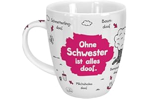 ‎SHEEPWORLD Sheepworld Tasse Ohne Schwester ist alles doof | Porzellan, 45 cl, für Kaffee und Tee, Becher mit Spruch | Geschenkartikel, Geburtstagsgeschenk | 45139
