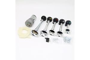 YIDA Bocina de coche Car Horn 150 dB Air Horn Plata Bocina de aire con 5 trompetas Música Bocina de automóvil bocina de aire con compresor Altavoz de música para 12V camiones trenes barcos coches