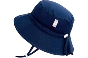 JAN & JUL Beach Toddler Boys Bucket Sun-Hats with Strap, Adjustable