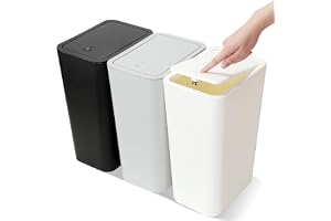 JOTOM 3-pack papperskorg med popup-lock badrumsfack kök tunna tryckknapp plast smal soptunna avfallskorg för kök sovrum konto