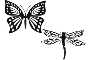 Yangers 2 pcs Metall Schmetterling Dragonfly Dekorationen Wand hängende Ornamente Gartendekoration Gartenstatuen Innenanhänger Zaun Art Yard Patio Schuppen Dekorationen Gartengeschenke für Frauen Home
