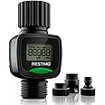 Restmo Water Flow Meter, High Measure Accuracy, Measure Gallon/Liter Consumption and Flow Rate for Garden Hose Watering, RV Water Tank Filling, Lawn Sprinkler, Irrigation System