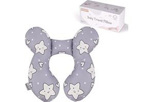 KAKIBLIN - Cuscino da viaggio per bambini, supporto per il collo del bambino, supporto per la testa del seggiolino auto, cuscino per seggiolino auto, passeggino (pentagramma)