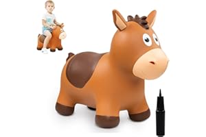 INPODAK Hüpftier für Kinder, Hüpftiere ab 1 2 3 Jahre, Kleinkind Hüpftier Pferd, Aufblasbares Hüpfpferd Drinnen Draußen Junge Mädchen, Hüpfspielzeug inklusive Luftpumpe