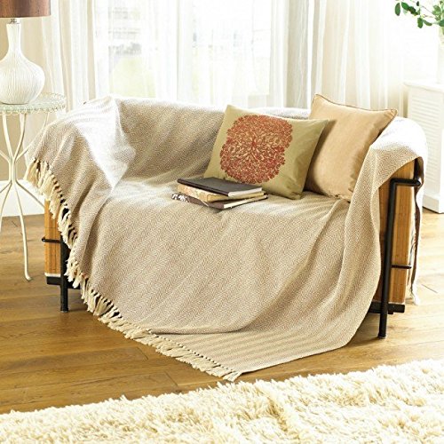Ramsdendirect Jeté de canapé Beige naturel Taille L Intérieur Maison