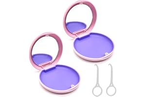 SWIRLCOLOR Boite Appareil Dentaire Orthodontie, 2 Pièces Boite de Protection pour Appareils Orthodontiques Portable avec Miroir Boite pour Orthèse avec Outil de Retrait D'aligneur (rose)