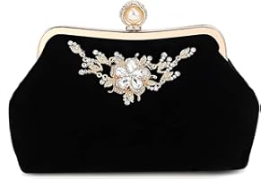 DIRRONA Squisito Donna Borse Mano Piccolo Pochette Elegante Borsa Per La Cena Decorazione Floreale Con Strass Borsa da Sposa Borse da Donna Materiale in Velluto