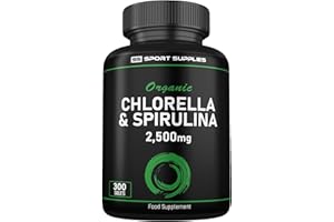 SS SPORT SUPPLIES Organic Chlorella and Spirulina - 2500mg - 300 Tablets - Broken Cell Wall - Pure Formula Supplement with No Additives