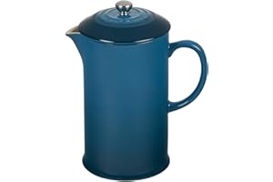 LE CREUSET Cafetera de prensa de cerámica de gres, 1 L, Deep Teal, 60706086420003