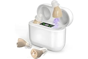 GUIRFLY1N1 Rechargeable Invisible Sound Enhancers for Seniors & Adults, Digital Sound Device with Volume Control, In-Ear Invisible Design, HD Power Display, Voice Enhancer, Long Battery Life (White)