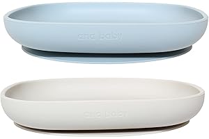 ana baby 2 Pack Silicone Suction Plates for Baby and Toddler, BPA Free, Dishwasher, Microwave, Freezer Safe
