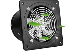 EUNEWR Wentylator wyciągowy 150 mm, wentylator łazienkowy, 150 mm, do osuszania i wentylacji, wentylator rurowy, wentylator ścienny do łazienki, kuchni, WC, biura, wszystkie rozmiary (150 mm, czarny)