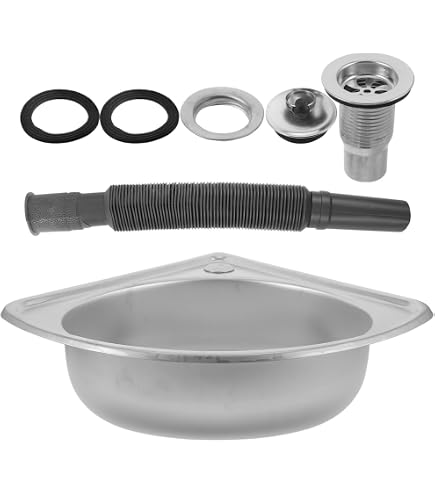 Lavabo Angolare Da Parete Senza Fori 27.5x35x11 Cm - In Plastica PP Con Rubinetto, Ideale Per Bagni Piccoli