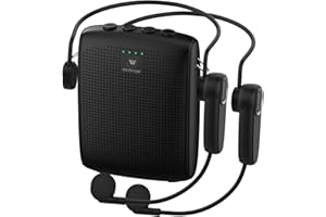 Amplificador de Voz inalámbrico WinBridge con Dos micrófonos de Auriculares Bluetooth, Altavoz portátil y micrófono para Profesores, megáfono portátil con Sonido Claro de 15W|2600mAh WB002 Plus
