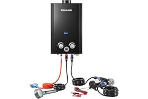 GASLAND BE264BQ120-DE Chauffe-eau instantané à gaz 10 litres avec pompe à eau pour l'extérieur, butane (50 mbar)/propane (50 mbar), pour camping, camping-car, grange