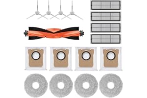 Geoviizon Accessoires pour Xiaomi Robot Vacuum X10+/X20+ Robot Aspirateur,1 Brosse Principale, 4 Sacs à Poussière, 4 Chiffons de Nettoyage, 4 Brosses Latérales, 4 Filtres