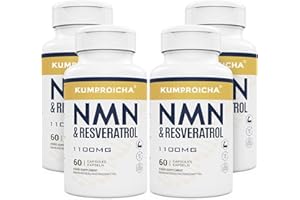 KUMPROICHA NAD+ Trans-Resveratrol Supplement 1100mg with Black Pepper Extract - Cellular Energy Booster and Antioxidant Support - 60 Capsules (4 Pack)
