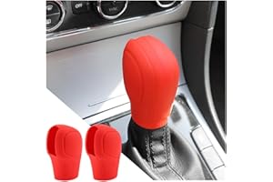 CGEAMDY 2 Stück Auto Schaltknauf Abdeckung, Universal Schaltknauf Abdeckung, Anti-Rutsch Silikon Schaltknaufabdeckung Shift Glove Skin Case Schutzhülle(Rot)