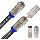 RELIAGINT RG6 Coaxial TV Cable 15 m - 75 Ohm, Satellite and TV Antenna Cable with F Connectors and F81 Coupler for Extension,
