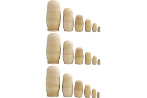 TOYANDONA 3 Sets Unpainted Russian Nesting Doll Blank Wooden Matryoshka Stacking Toy Make Your Own Doll for Christmas Kids Birthday Gift Home Decoration, M (42210135VNW)