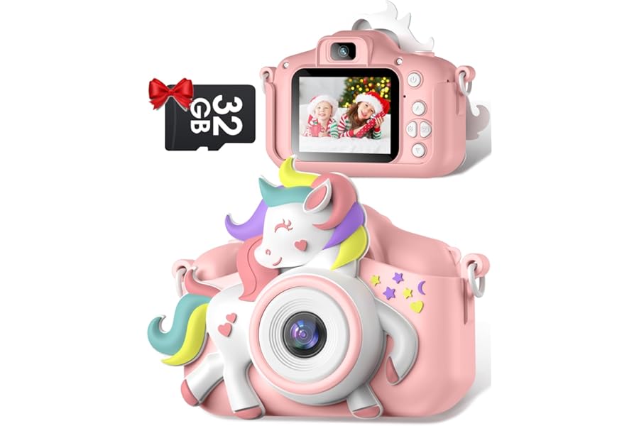 Gofunly Kids Camera, 1080P HD 2.0" Digital Camera for Kids with 32GB Card, Selfie Toy, Birthday Gifts Presents for Girls Ages 4-14