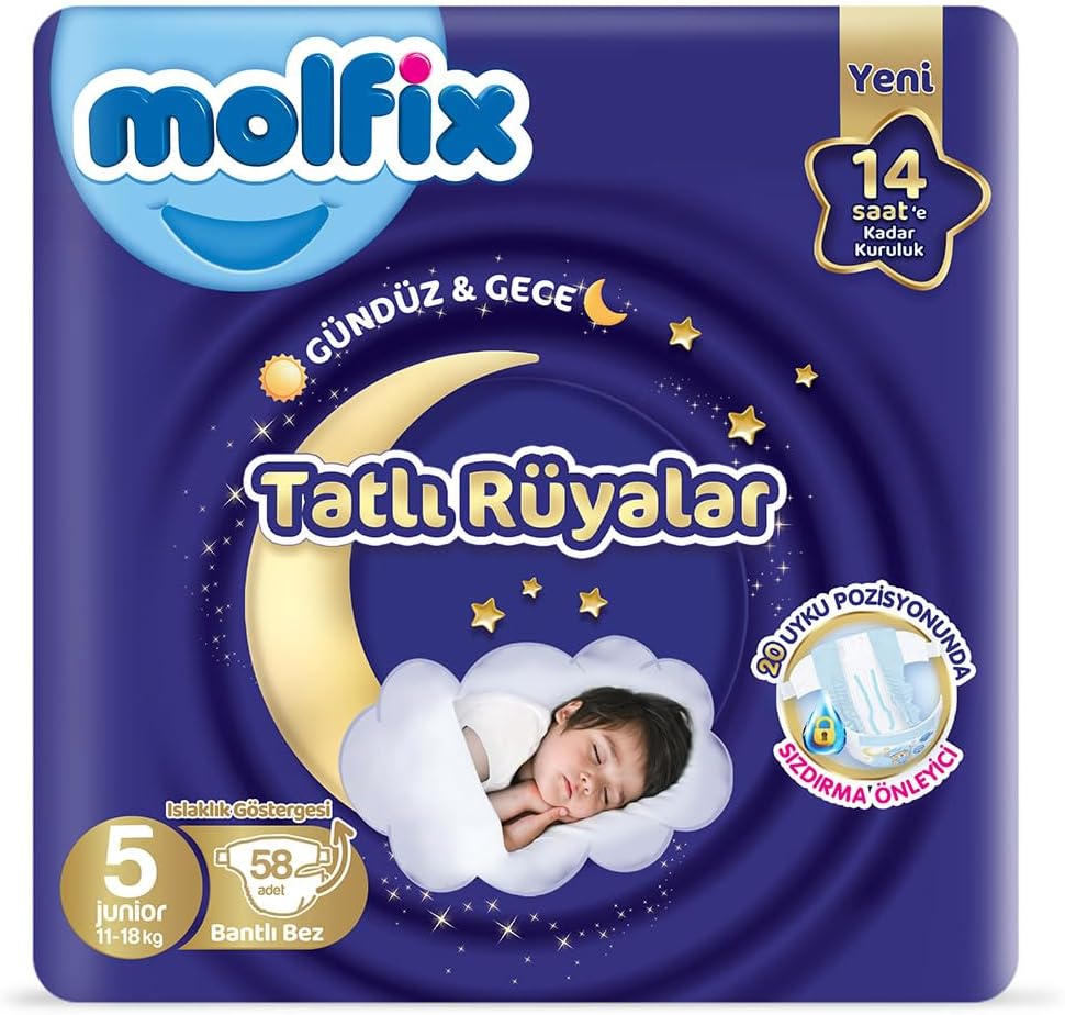 Molfix Tatlı Rüyalar Fırsat Paketi 5 Beden Junior 58 Adet