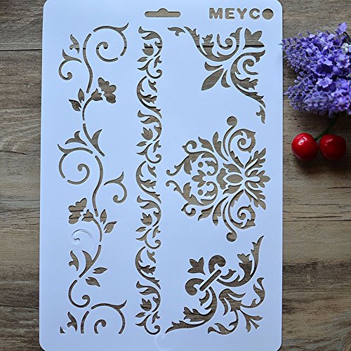HuntGold ?A4 DIY Handwerk Ranke Blume Schichtung Schablonen Album Stempeln Vorlage Zeichenwerkzeug - 3