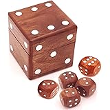 Zyntix Wood Dice Set Casino 5 Complete Handmade Vintage 20 MM Dices with Storage Box of 2.5 X 2.5 Inch | Wooden Dice for Ludo