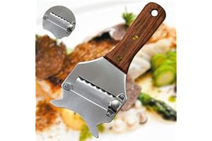 Dyda6 - Affettatrice professionale per tartufo, regolabile, in acciaio inox, multifunzione, per burro, cioccolato, formaggio, con manico in legno, colore: argento
