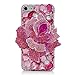 Produktbild Spritech (TM) 3D handgemachte Mode Frauen Ipod Touch 6 Fall Luxuxdiamantentwurfs-Bling Big Pink Rhinestone-Rosen-Dekor-freie harte Caver iPod Touch 6