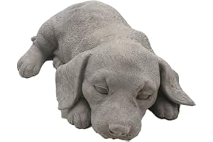G&H DECOR Decorazione da giardino a forma di cane addormentato da 19 cm - Decorazioni da giardino in cemento - Per uso interno o esterno - Memoriale di cani addormentati resistente alle intemperie