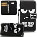 Produktbild Flip Cover Wallet ISENPENK Für Samsung Galaxy A3(2017)/A3 Duos(2017) Klapp Hülle Leder Muster [Schwarz Don't Touch My Phone] Original Magnet Bookstyle,Samsung Galaxy A3(2017) Tasche Mit Gürtelclip Leder PU Lederhülle Schale Standfunktion Etui Schutzhülle Credit Card Slots Case Schutzhülle