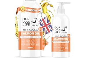 DOGSLIFE Pure Scottish Salmon Oil For Dogs uk | Omega 3, 6, & 9 Fish Oil Supplement | Natural Coat, Joint Care, Itchy Skin & Immune Support | 1000 ml