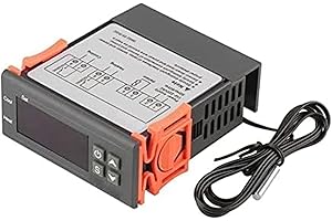 ARCELI AC 110V-220V Fahrenheit/Centigrade Digital Temperature Controller Thermostat Heat/Cool Modes with Sensor 2 Relays