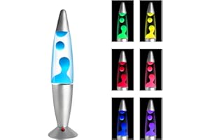 GORYEEFINE Updated 16Inch Non-Buble Lava Lamps LED 7 Color Changing Liquid Motion Lamp, Safe DC Powered Motion Lamp, Night Lights for Kids Adults, Home Decor, Relaxing Lamp for Gift（Clear/White）