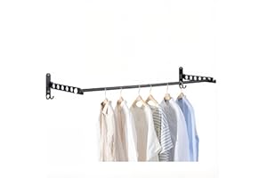 JOLY FANG Wentylator na ubrania, składany, z drążkiem, do montażu na ścianie, do sypialni, pralni (czarny, 2 sztuki + drążek)