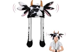 Hifot Animaux Bonnet Oreilles Qui Bougent, Peluche Drôles Bonnet Oreille Qui Bouge, Chapeau Drole Mobiles Bouge pour Enfants et Adultes pour Halloween Noël Carnaval Fêtes d'Anniversaire Cadeau