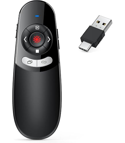 Pointeur De Présentation Sans Fil 2 En 1 - USB-A Et Type-C, Portée 30 M - Pour PowerPoint, Enseignement