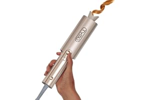 TYMO CurlPro Plus Hair Curler Automatic Rotating - Long Barrel Curling Wand for Long Hair, Ceramic Curling Iron for Women, Anti-Scald, Tangle-Free, 600M Ionic, Dual Voltage, Gold, 25 mm