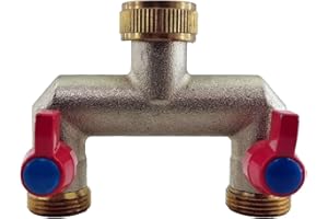 RIEGOPRO SU TIENDA DE RIEGO Riegopro Grifo Doble de Jardín hembra 3/4", Salida 2 vías Macho 3/4"