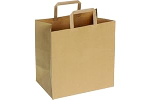 DeinPack Lot de 50 sacs en papier respectueux de l'environnement - Sacs cadeaux biodégradables et compostables - Marron - 26 x 17 x 26 cm.