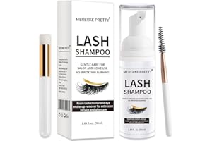 MERERKE_PRETTY Eyelash Extension Shampoo 50 ml + Brush - Eyelid Foaming Cleanser - Sensitive Paraben & Sulfate Free - Eyelash Wash and Lash Bath for Extensions - Salon Use and Home Care