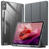 JETech Lenovo Tab P12 12.7" (2023) Case, Dark Gray | Transparent back, Slim Anti-shock protection, Trifold stand, Auto Wake/S
