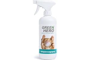 Green Hero Entspannungsspray 500 ml für Katzen enthält beruhigende Duftstoffe wie Baldrian, Lavendel und natürliche Katzenminze für Wohlbefinden und Entspannung