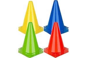 tallkeey 12 Stück Pylonen, 23cm Markierkegel Fußbal, Kegel mit Tragetaschem, Verkehrshütchen für Sport, Kinderspiele, Fußball, Hundetraining, Pferdetraining, Agility Training für Hunde